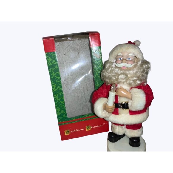 Animated Santa Claus Holding Candle 12" Traditional Christmas Holiday Decor - Picture 1 of 9